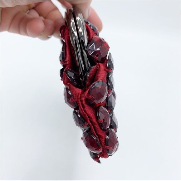 The Limited Deep Red Jeweled Clutch Wristlet Bling‎ Mini Bag - Picture 9 of 13
